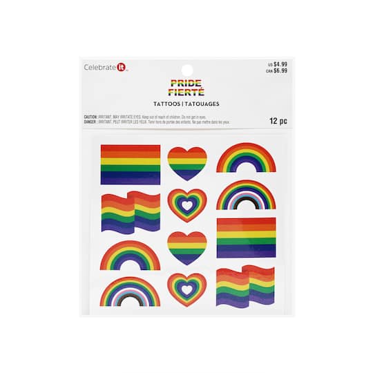 Pride Rainbow, Heart & Flag Temporary Tattoos by Celebrate It™